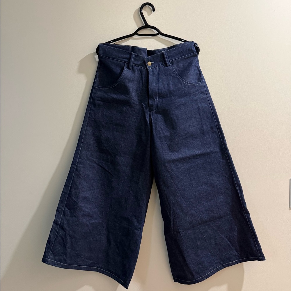 Wide-Leg Denim Culottes